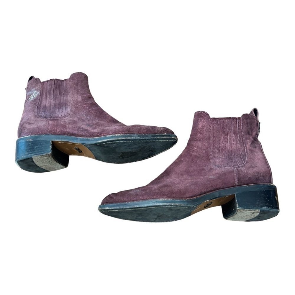 Coach Bowery Chelsea Boot Maroon Glitter Suede Western Leather Women’s Size 9.5 - Picture 9 of 13
